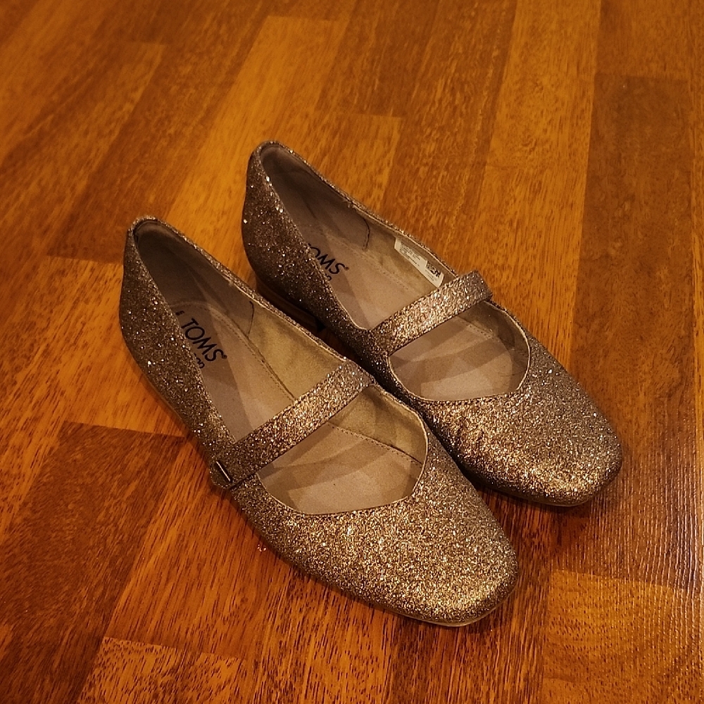 TOMS Shimmering Gold Mary Jane Shoes